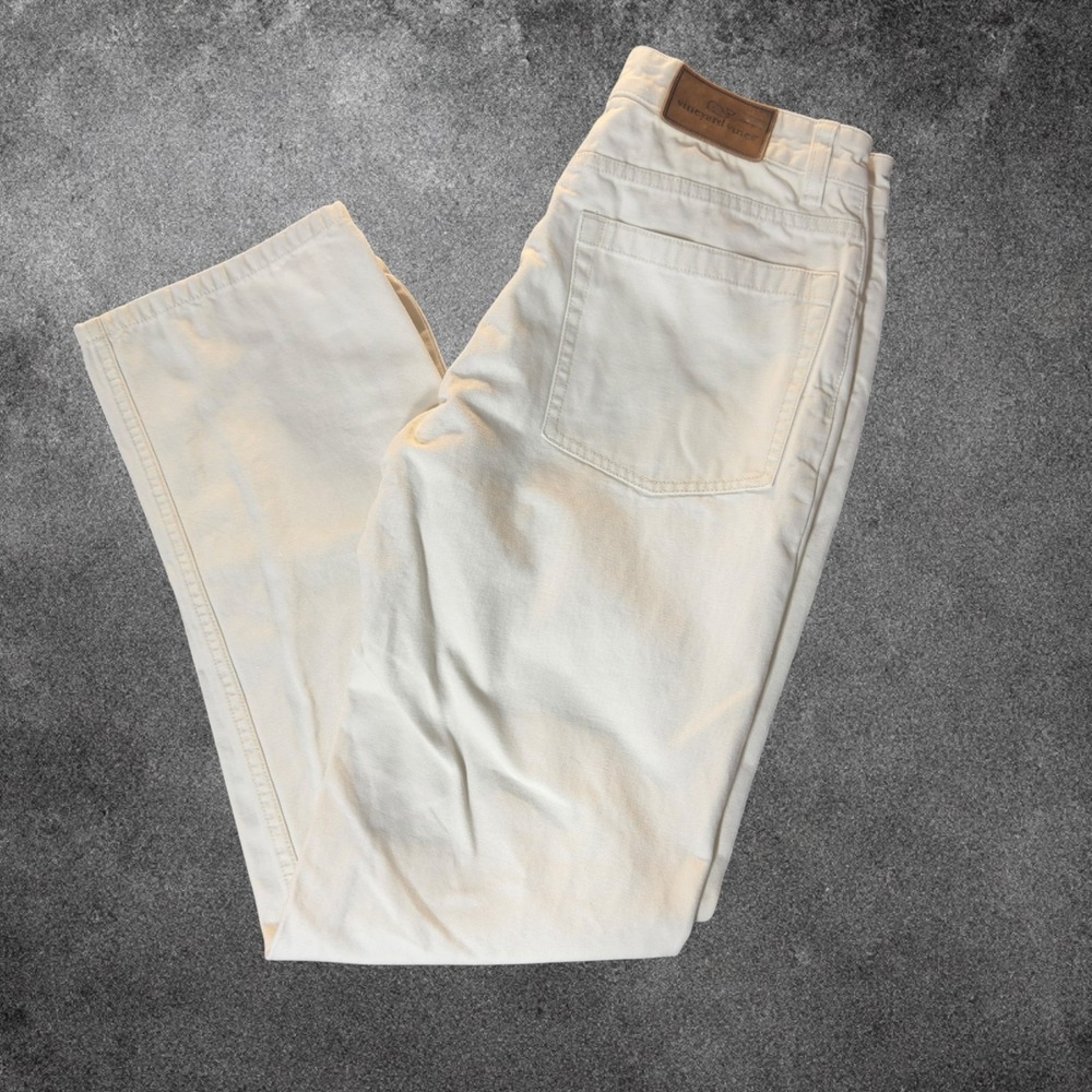 Vineyard Vines Mens 28x30 Cream Pants Cotton Straight Leg Preppy Chino Casual